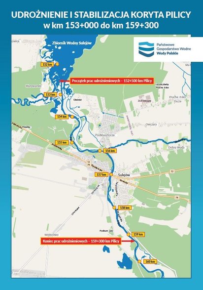 Mapa pogłębiania rzeki Pilica