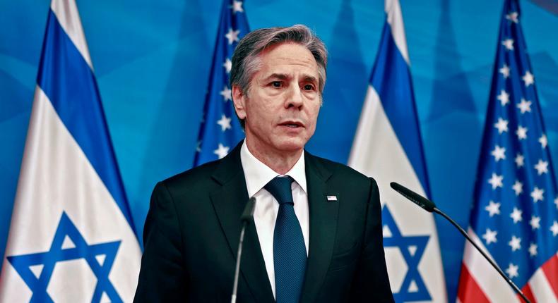 Secretary of State Anthony Blinken speaks during a joint press conference with the Israeli Prime Minister Benjamin Netanyahu in Jerusalem, Tuesday, May 25, 2021.
