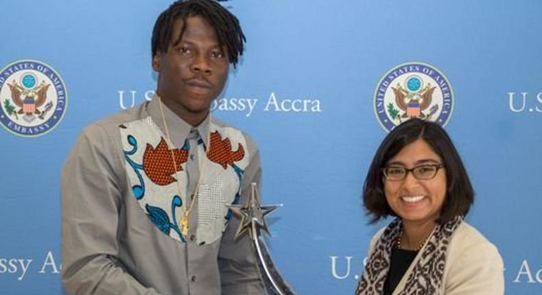 Stonebwoy with Sarah Shabbir, the Cultural Attaché