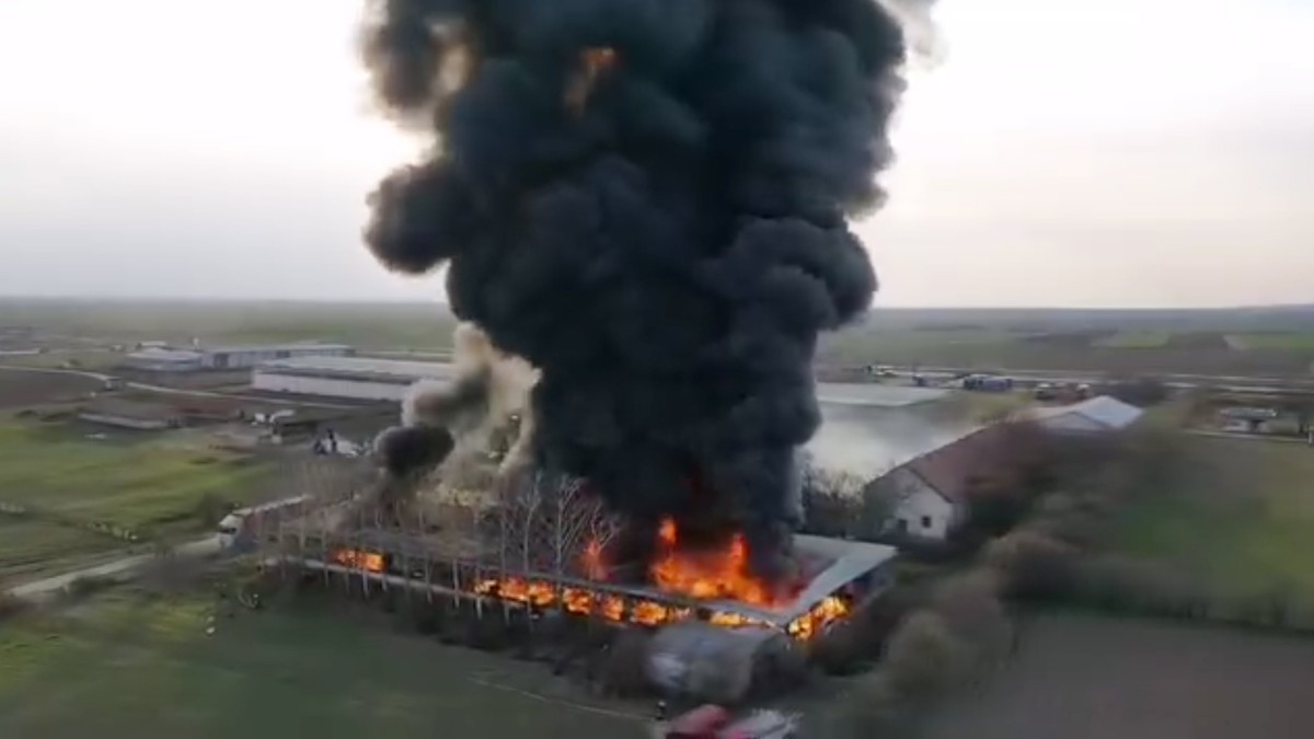 (Video) Jezivi novi snimci vatrene stihije u fabrici između Rume i i Iriga