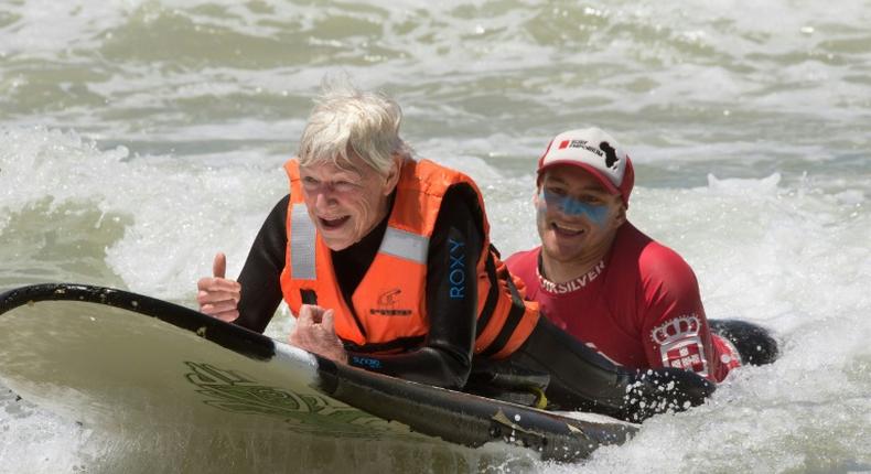 To be in the water and to feel the movement again, it's really special, says 75-year-old Pamela Hanford, who broke her neck in a surfing accident a year ago