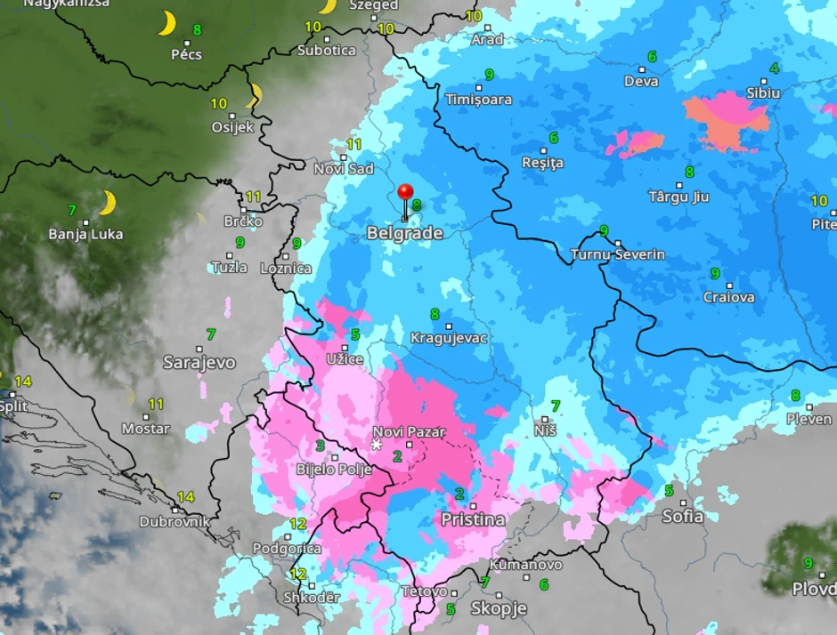 Kretanje nevremena sutra u 20 časova