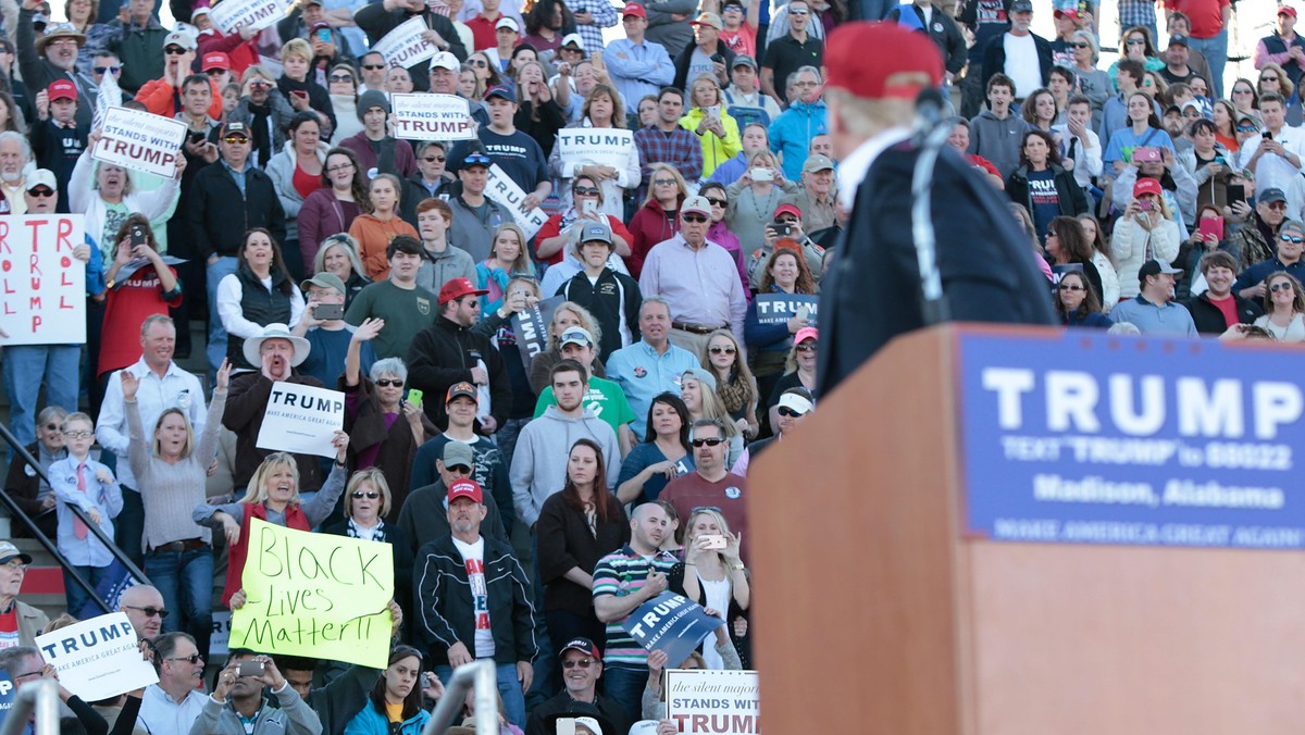 Republican Presidential Candidate Donald Trump Holds Primary Election Rally In Alabama