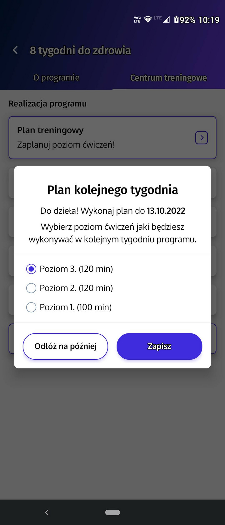 Plan treningów nie jest zaprezentowany czytelnie