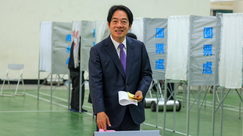 William Lai, kandydat na prezydenta z ramienia Demokratycznej Partii Postępowej (DPP), 13 stycznia 2024 r.