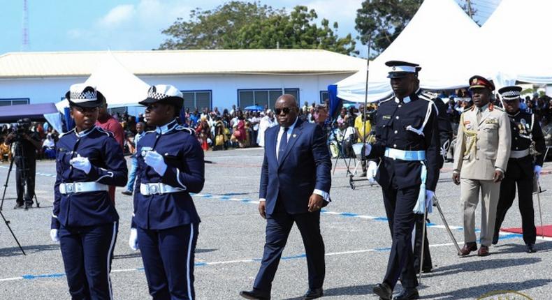 Nana Addo with police officers