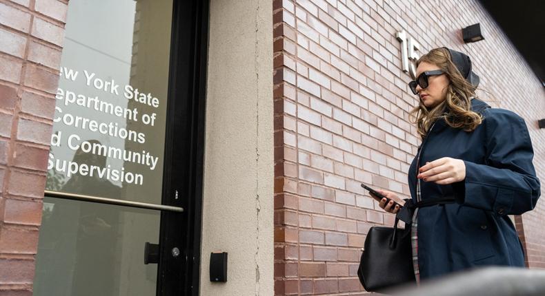 Anna Sorokin arrives at the Department of Correction Parole office in New York City, on October 24, 2022.Alexi Rosenfeld/Getty Images for ABA