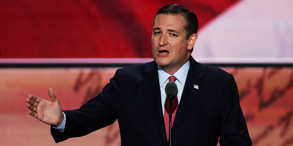 Texas Sen. Ted Cruz delivers a speech on the third day of the Republican National Convention.