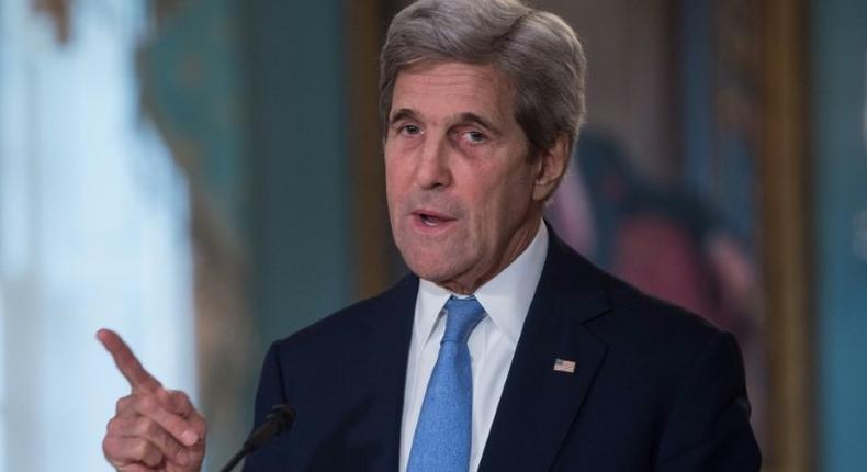 US Secretary of State John Kerry said it would be up to the US Department of Justice and the FBI to respond to further questions about the Clinton email probe