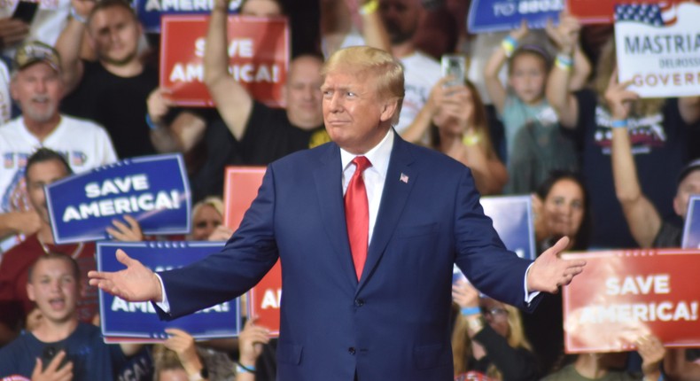 Former President of the United States Donald J. Trump delivers remarks at a Save America rally in Wilkes-Barre, Pennsylvania, on September 3, 2022.Kyle Mazza/Anadolu Agency via Getty Images