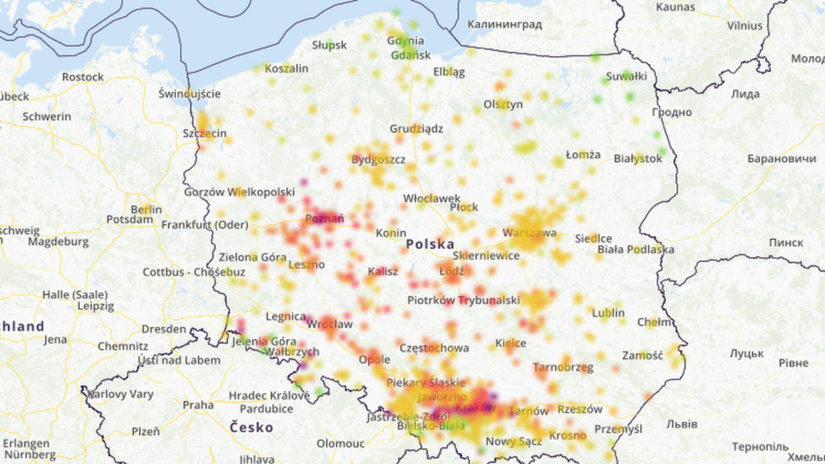 Smog w mieście Kielce - poniedziałek 18 lutego