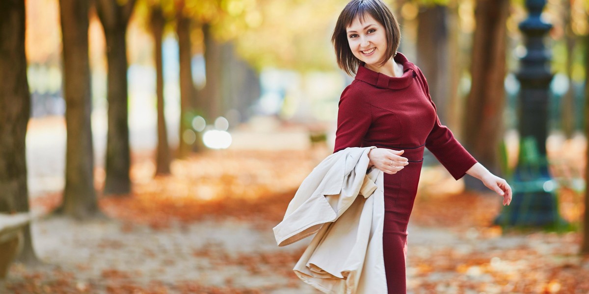 Woman in Paris on a bright fall day