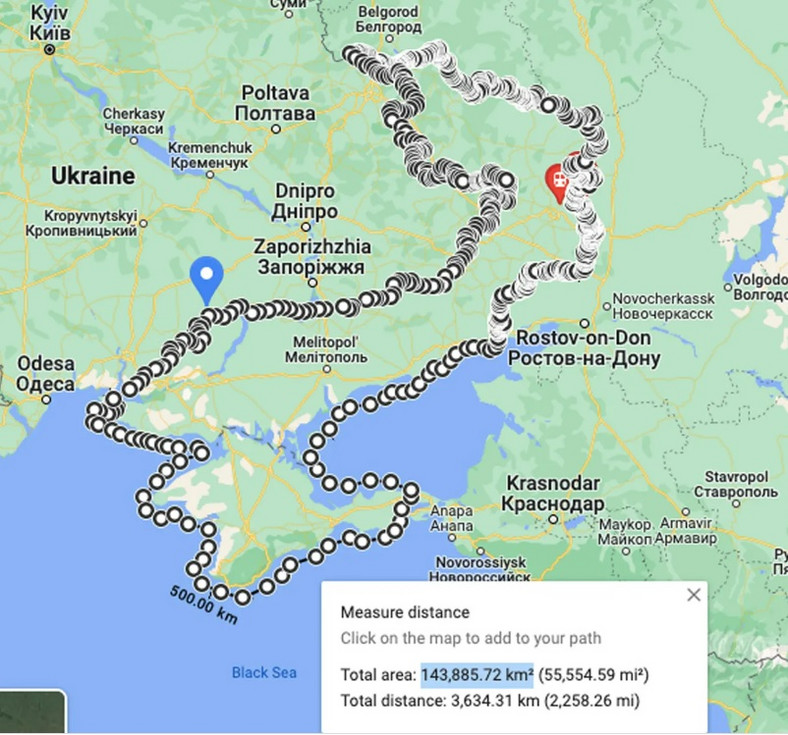 Mapa zajętych terytoriów według portalu Meduza