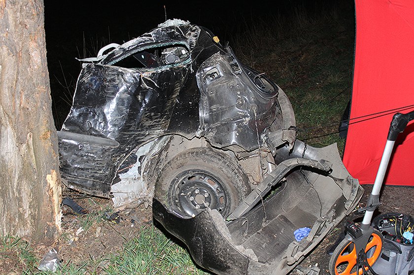 Osobówka uderzyła w drzewo. Auto rozerwało na części!