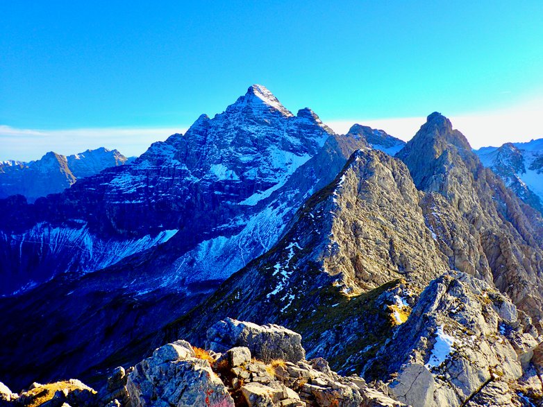 Hochvogel widziany ze szczytu Fuchskarspitze