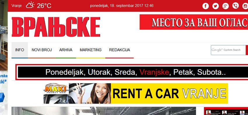 Sajt Novina Vranjskih