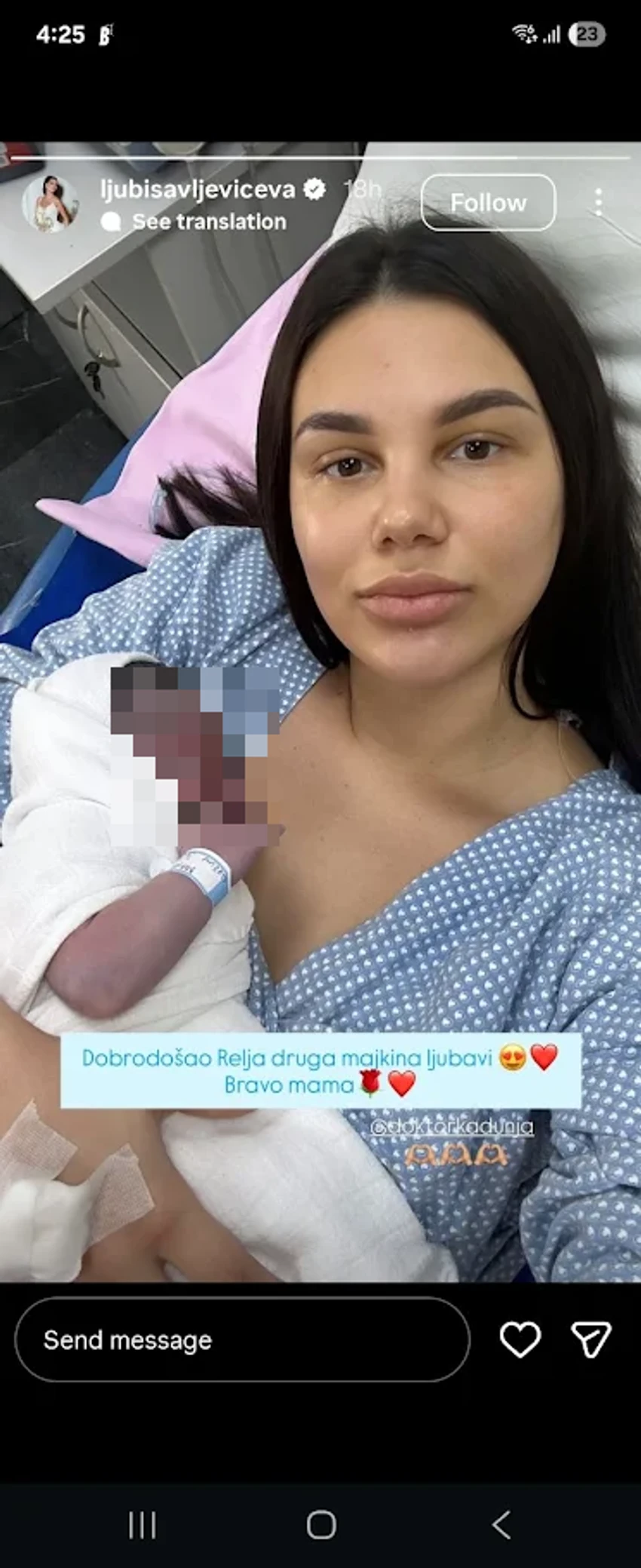 PORODILA SE JOVANA LJUBISAVLJEVIĆ MISICA Prva slika sa bebom iz porodilišta: Dali ime sinu od četiri slova koje znači "onaj koji hrli svojoj sreći"