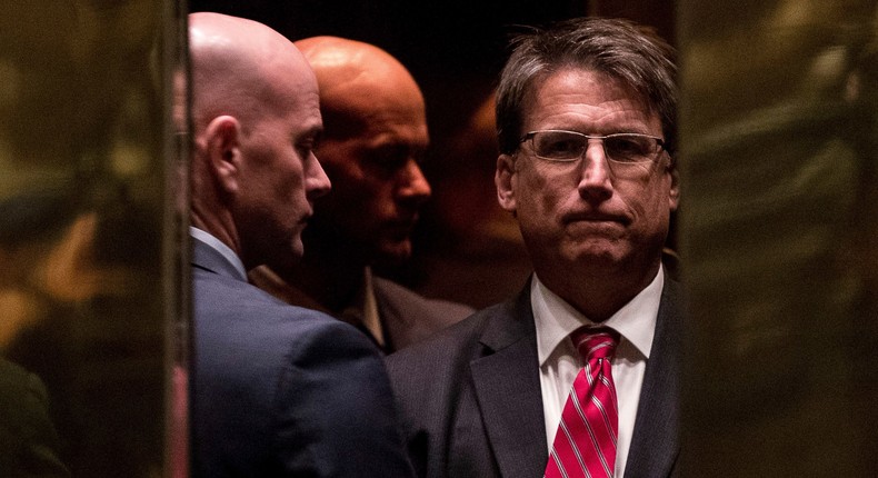 North Carolina Gov. Pat McCrory on a elevator at Trump Tower in New York, Wednesday, Dec. 7, 2016.