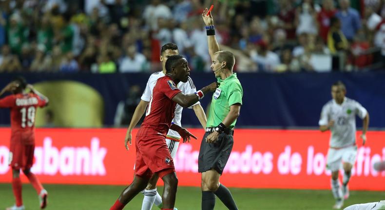 Mark Geiger awarded a red card to Panamanian player Luis Tejeda in a 2015 Gold Cup match that ended in a 2-1 victory for Mexico.Getty Images