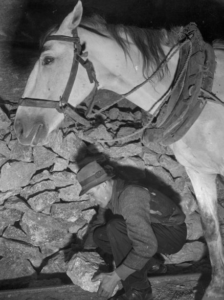 Załadunek soli w kopalni w Wieliczce 1939 r.