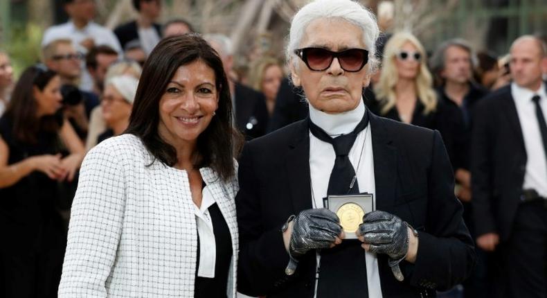 Paris Mayor Anne Hidalgo awarded German fashion designer Karl Lagerfeld the city's Grand Vermeil medal, calling him an immense talent and a wonderful person