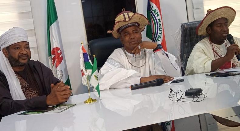 National Executive Members of the Miyetti Allah Kautal Hore Fulani Socio-Cultural Association, at the National Peace Summit and Investiture of Queen Mother Amina Temitope Ajayi, held at Uke, Karu, Nasarawa State. [NAN]