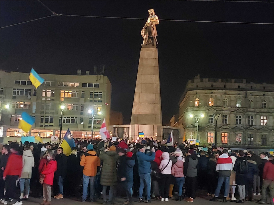 Protesty solidarnościowe z Ukrainą w Łodzi