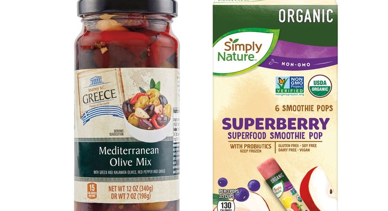 This month, Aldi is carrying new items like a Mediterranean-olive mix and smoothie pops.Aldi