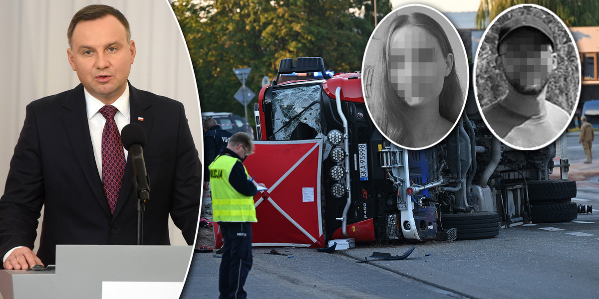Andrzej Duda złożył kondolencje rodzinie zmarłych strażaków.