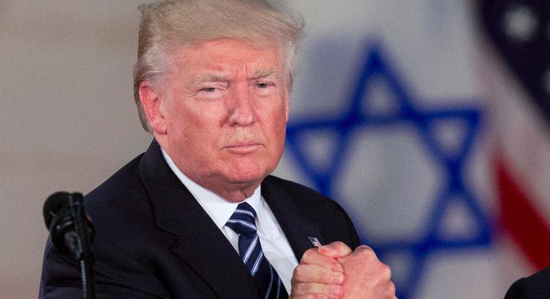 US President Donald Trump and Israeli Prime Minister Benjamin Netanyahu shake during then visit to the Israel museum in Jerusalem, Tuesday, May 23, 2017.