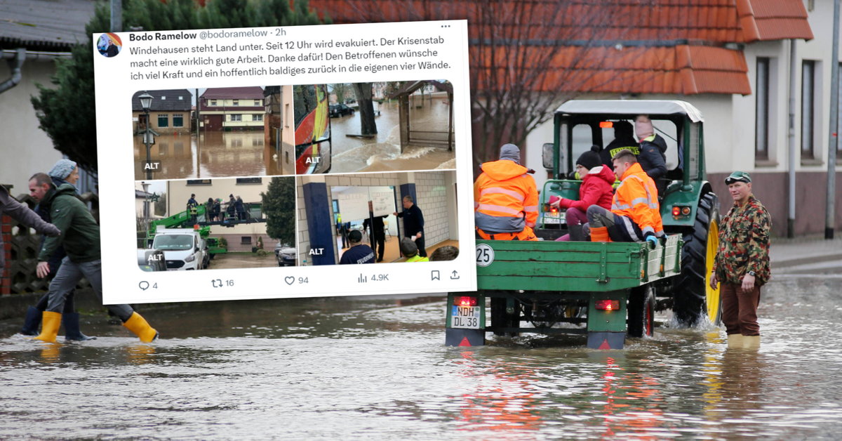 Flood in Germany.  The entire city was evacuated
