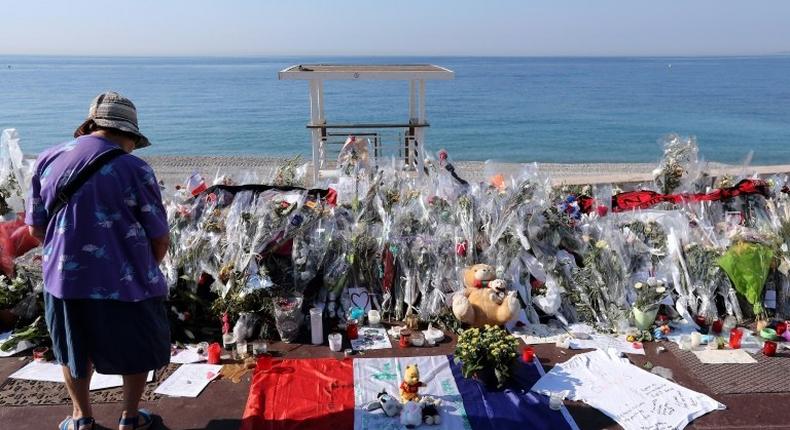 A memorial for victims of the deadly Bastille Day attack in Nice on July 14, 2016, that killed 86 people