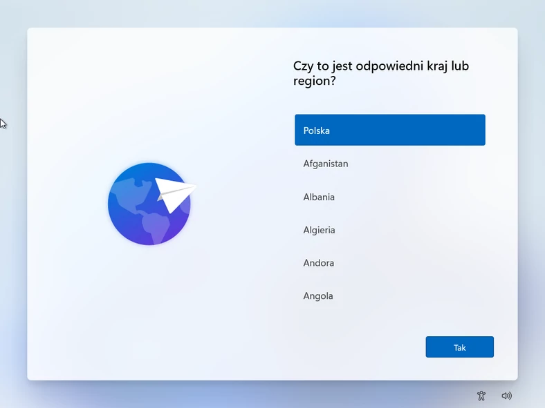 Wybór języka podczas instalacji Windows 11