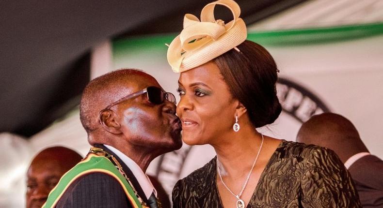 Zimbabwe's first lady Grace Mugabe, seen here with her husband, is accused of assaulting a model at a Johannesburg hotel