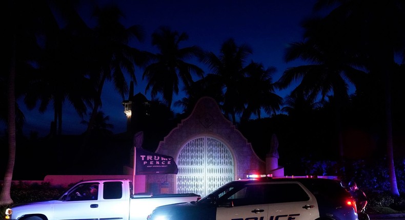 Police presence outside Donald Trump's Mar-a-Lago estate on August 8, 2022, in Palm Beach, Florida.