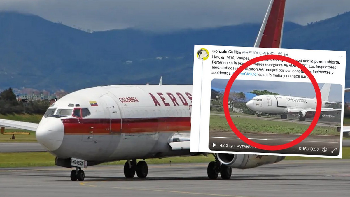 Kolumbia: awaryjnie lądowanie samolotu z otwartymi drzwiami [WIDEO]