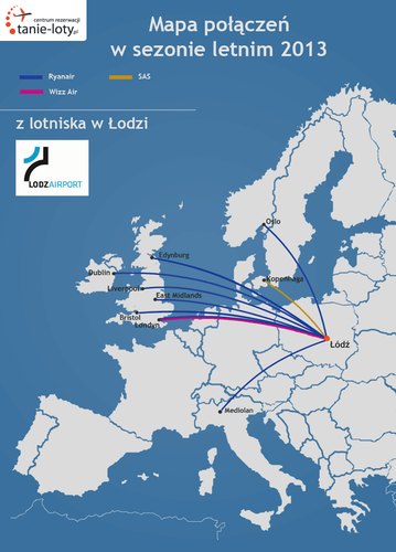 Łódzkie lotnisko zyska w sezonie letnim dwa połączenia. Już 15 marca wróciło połączenie do Bristolu, zaś od 11 maja będzie można ponownie polecieć do Mediolanu Bergamo. Zwiększy się także liczba lotów do Londynu. Ryanair będzie obsługiwał loty do Stansted codziennie.  Niestety już w styczniu Wizz Air skasował loty do Dortmundu. W sezonie letnim węgierski przewoźnik oferuje z Łodzi wyłącznie loty do Londynu Luton, które odbywać się będą tylko do końca maja. Tradycyjnie już zmienią się dni operacji na kierunkach: East Midlands, Liverpool i Dublin. Także Wizz Air zmienia dni lotów do Londynu Luton - zamiast we wtorki i soboty, połączenia będą obsługiwane w czwartki i niedziele.