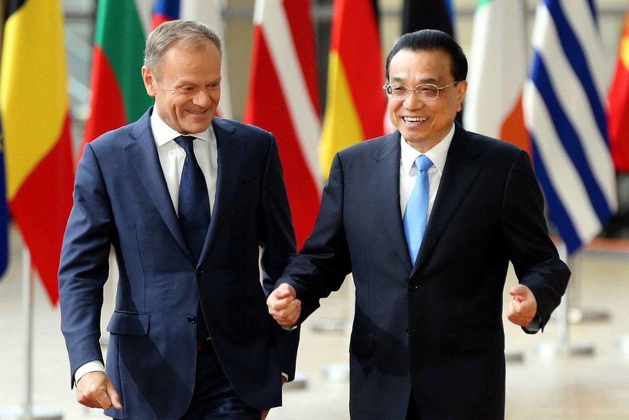 Donald Tusk, szef Rady Europejskiej i Li Keqiang, premier Chin. Bruksela, 9 kwietnia 2019 r.