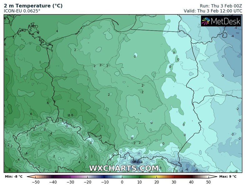 Wschód chłodny, zachód bardzo ciepły