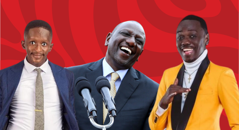 A collage of President William Ruto, Njugush and Butita