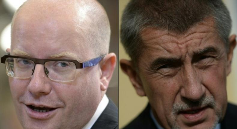 Czech Prime Minister Bohuslav Sobotka (left) plans to resign after a row with his billionaire finance minister Andrej Babis