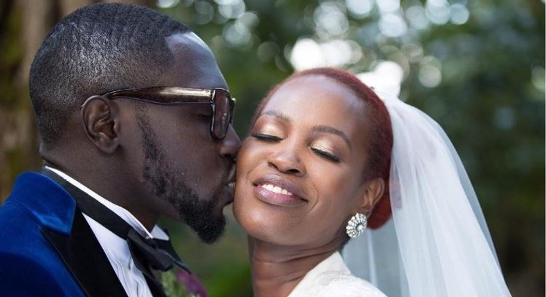 Polycarp Otieno from Sauti Sol with his wife, lady Maandy.