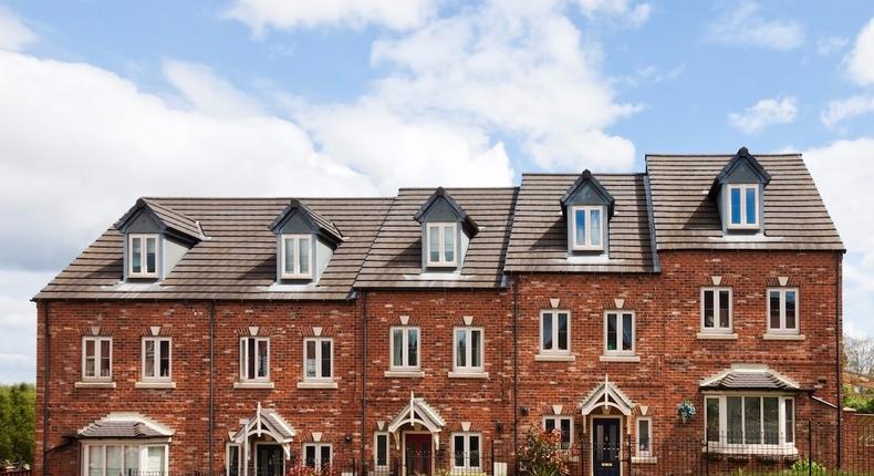 A row of new-build houses in England, UK