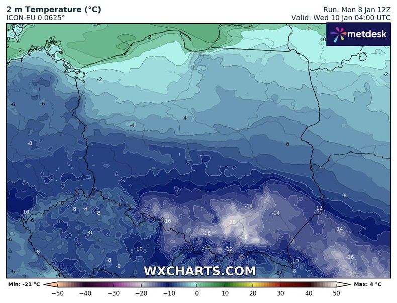 W nocy znów możliwe są spadki temperatury do -20 st. C