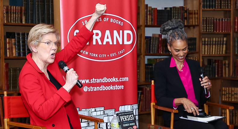 Senator Elizabeth Warren and American Attorney Maya Wiley discuss the book Persist at Strand Bookstore on May 06, 2022 in New York City.