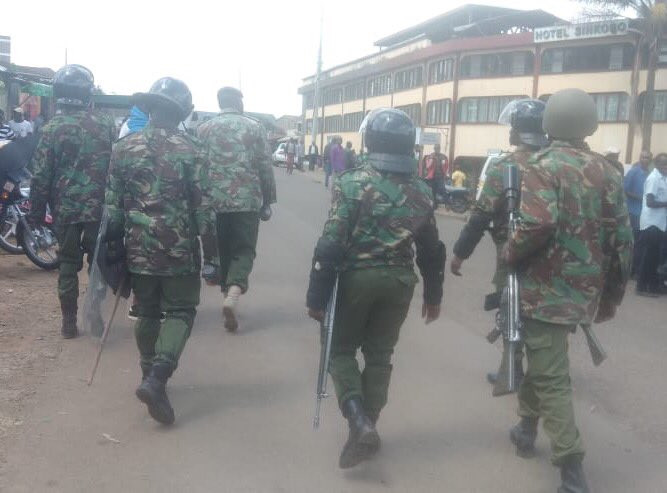 Anti-riot police. Scenes from Kabarnet after pro-DP Ruto supporters launched protests