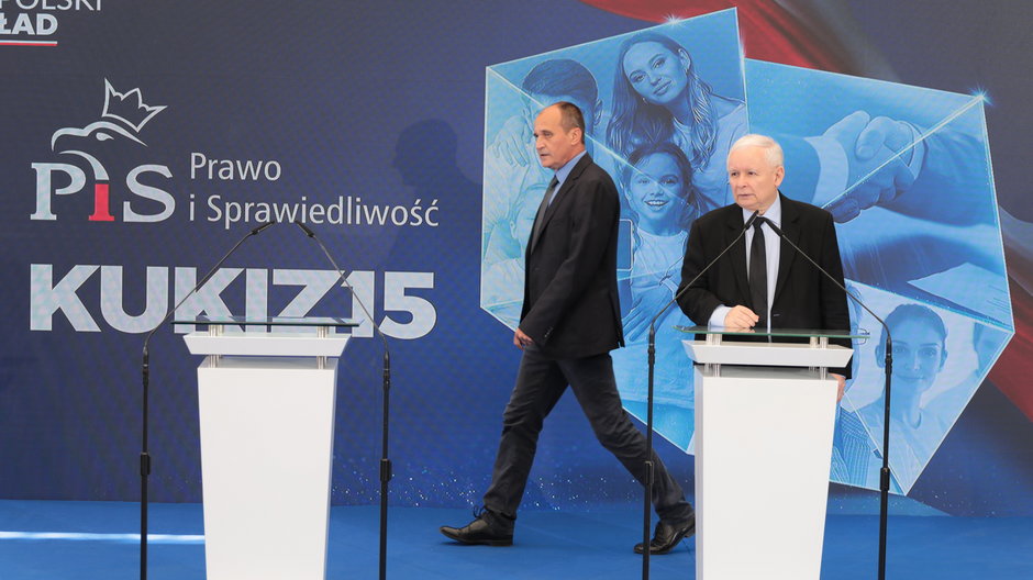 (od lewej) Paweł Kukiz i Jarosław Kaczyński. 14.06.2021 r.