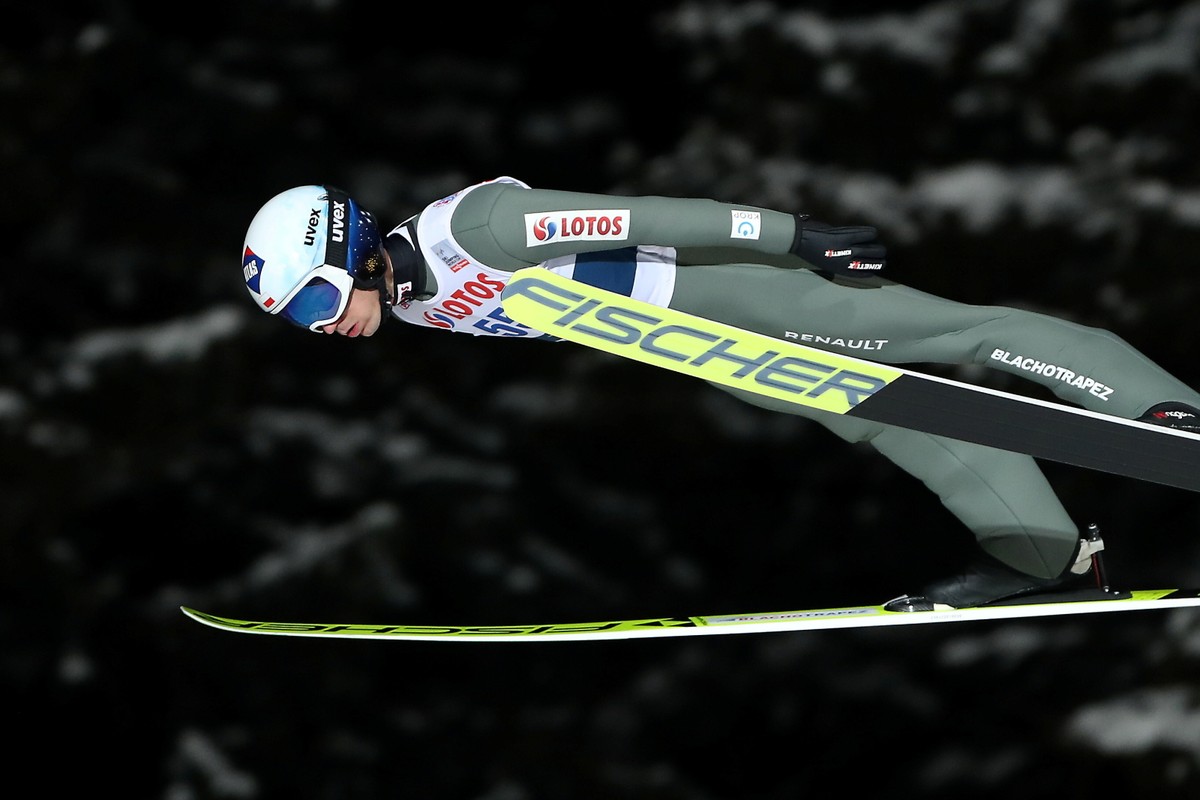 Kamil Stoch podczas mistrzostw Polski w skokach narciarskich
