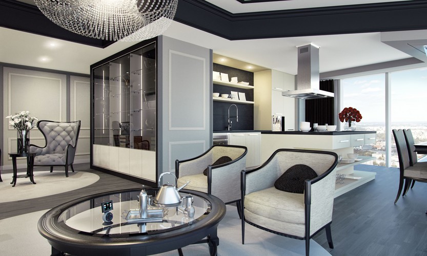 Złota 44, aranżacje apartamentów - wizualizacja - Classic Elegance - Marble Mobility