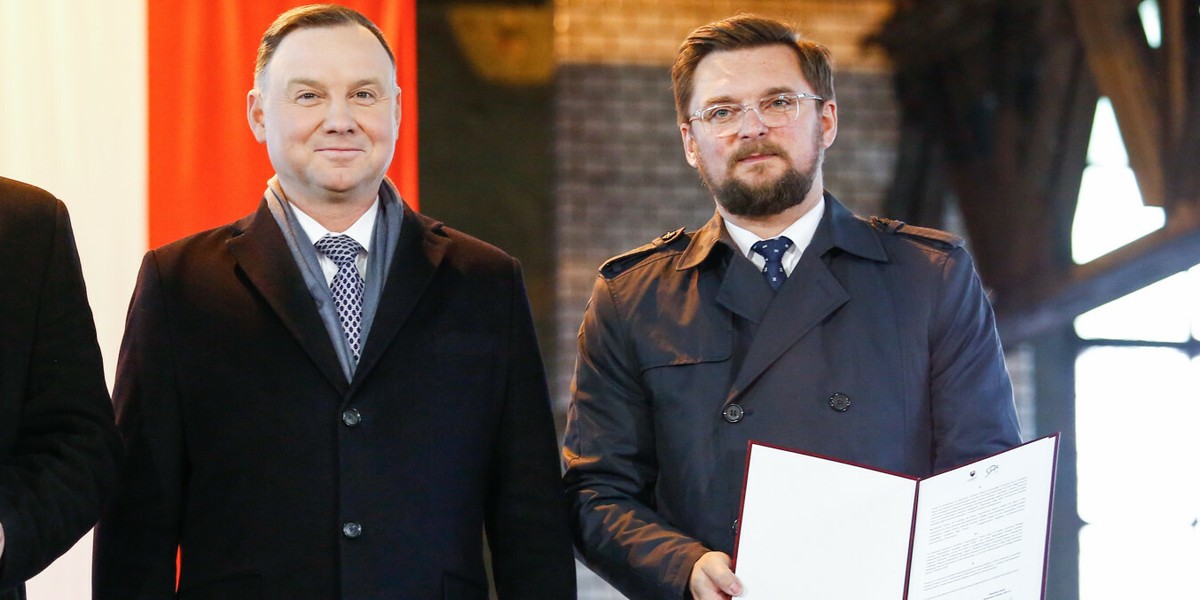 Prezydent RP Andrzej Duda i prezydent Katowic Marcin Krupa